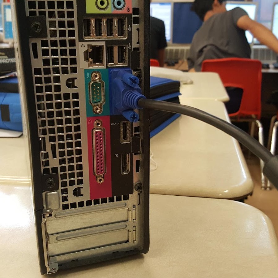 Image of the I/O panel from a Dell Optiplex 760 system unit.