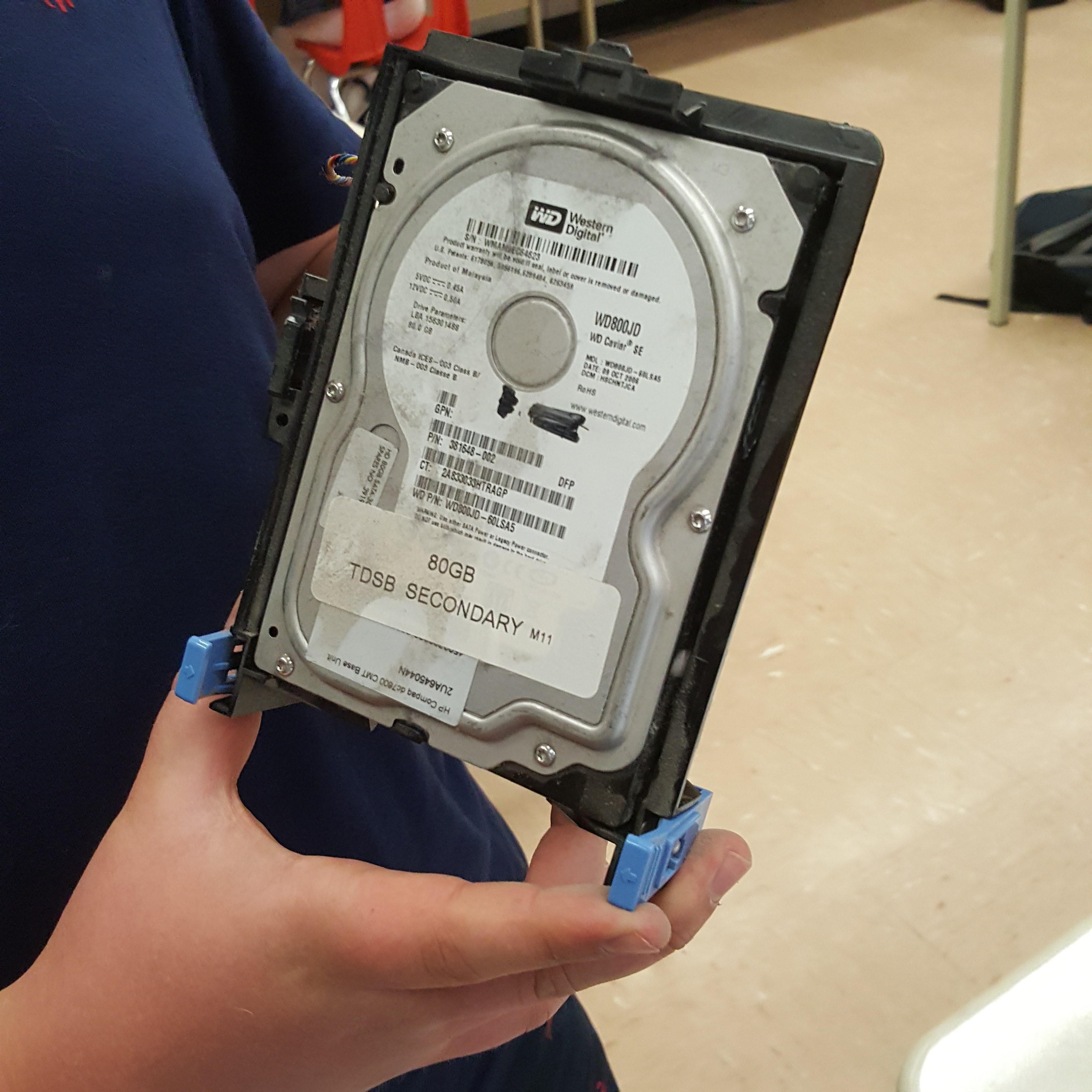 Image of the hard drive from a Dell Optiplex 760 system unit.